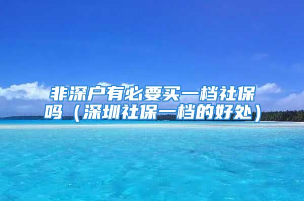 非深戶有必要買一檔社保嗎（深圳社保一檔的好處）