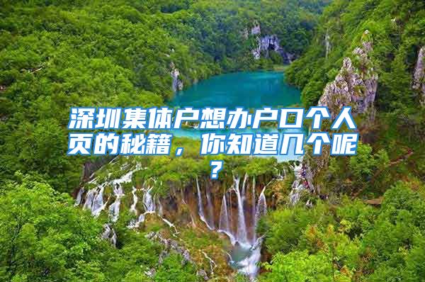 深圳集體戶想辦戶口個(gè)人頁(yè)的秘籍，你知道幾個(gè)呢？