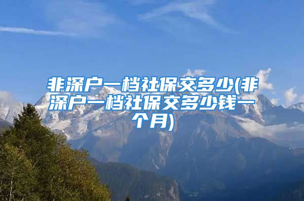 非深戶一檔社保交多少(非深戶一檔社保交多少錢一個月)