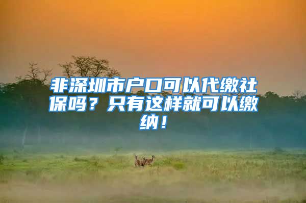 非深圳市戶口可以代繳社保嗎？只有這樣就可以繳納！