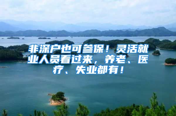 非深戶也可參保！靈活就業(yè)人員看過來，養(yǎng)老、醫(yī)療、失業(yè)都有！