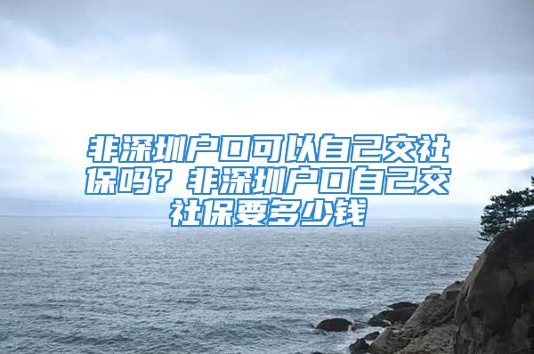 非深圳戶口可以自己交社保嗎？非深圳戶口自己交社保要多少錢