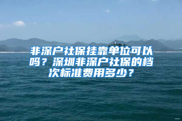 非深戶社保掛靠單位可以嗎？深圳非深戶社保的檔次標(biāo)準(zhǔn)費(fèi)用多少？