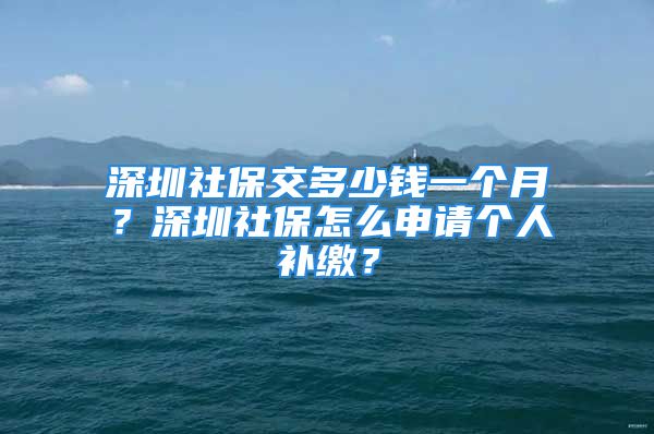 深圳社保交多少錢一個月？深圳社保怎么申請個人補(bǔ)繳？