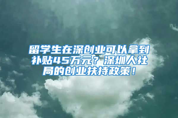 留學(xué)生在深創(chuàng)業(yè)可以拿到補(bǔ)貼45萬元？深圳人社局的創(chuàng)業(yè)扶持政策！