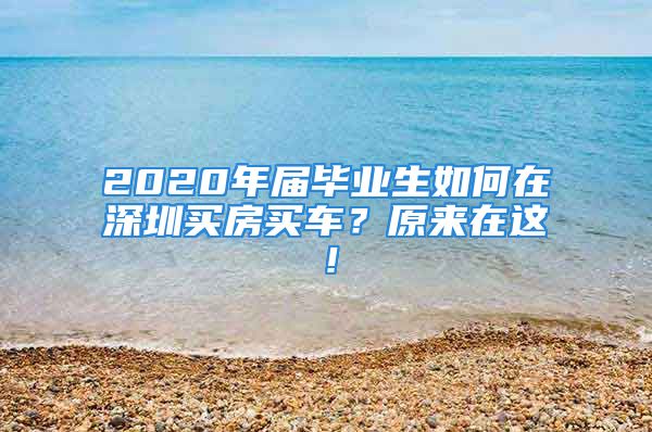 2020年屆畢業(yè)生如何在深圳買房買車？原來(lái)在這！