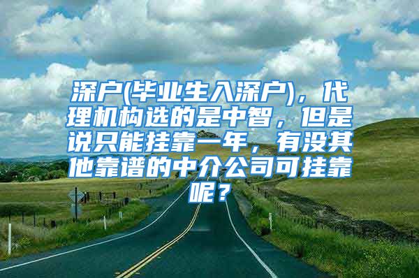 深戶(畢業(yè)生入深戶)，代理機(jī)構(gòu)選的是中智，但是說(shuō)只能掛靠一年，有沒(méi)其他靠譜的中介公司可掛靠呢？