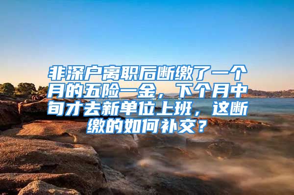 非深戶離職后斷繳了一個月的五險一金，下個月中旬才去新單位上班，這斷繳的如何補(bǔ)交？