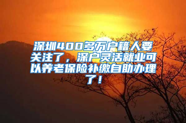 深圳400多萬戶籍人要關(guān)注了，深戶靈活就業(yè)可以養(yǎng)老保險(xiǎn)補(bǔ)繳自助辦理了！