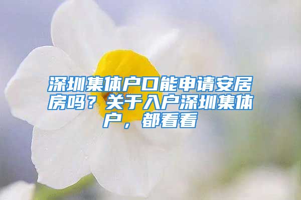 深圳集體戶口能申請安居房嗎？關(guān)于入戶深圳集體戶，都看看