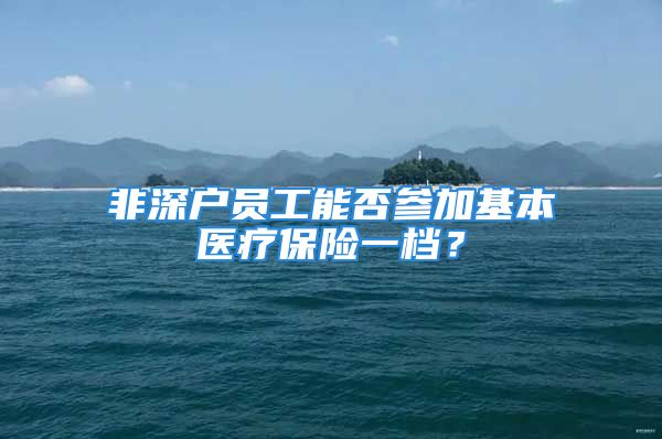 非深戶員工能否參加基本醫(yī)療保險一檔？