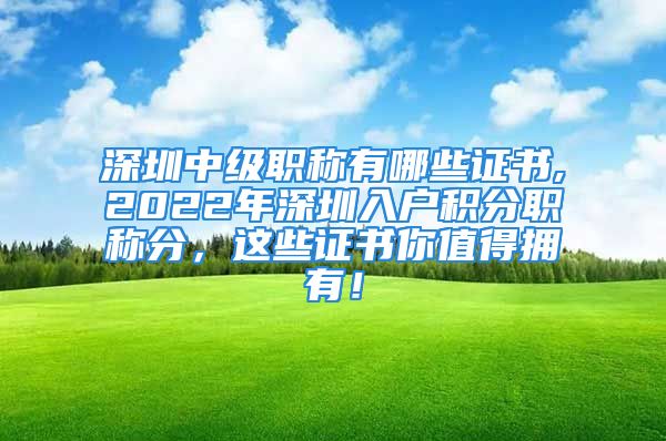 深圳中級職稱有哪些證書,2022年深圳入戶積分職稱分，這些證書你值得擁有！