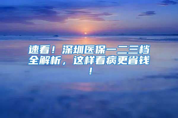 速看！深圳醫(yī)保一二三檔全解析，這樣看病更省錢！