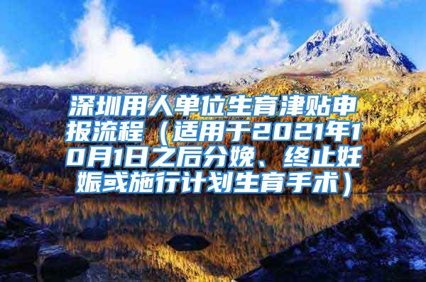 深圳用人單位生育津貼申報(bào)流程（適用于2021年10月1日之后分娩、終止妊娠或施行計(jì)劃生育手術(shù)）