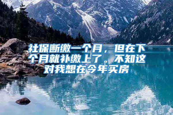 社保斷繳一個月，但在下個月就補繳上了。不知這對我想在今年買房