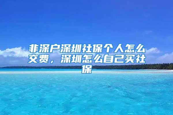 非深戶深圳社保個人怎么交費，深圳怎么自己買社保