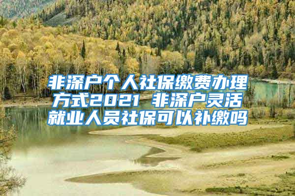 非深戶個(gè)人社保繳費(fèi)辦理方式2021 非深戶靈活就業(yè)人員社保可以補(bǔ)繳嗎