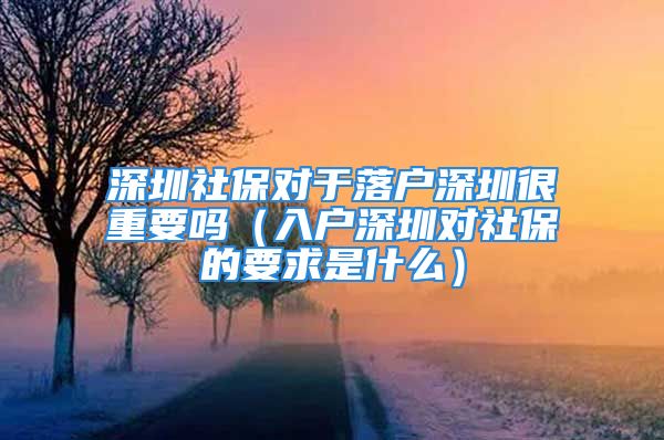 深圳社保對于落戶深圳很重要嗎（入戶深圳對社保的要求是什么）