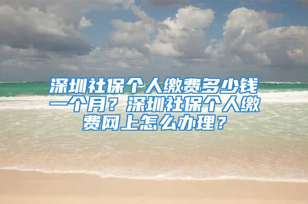 深圳社保個人繳費(fèi)多少錢一個月？深圳社保個人繳費(fèi)網(wǎng)上怎么辦理？