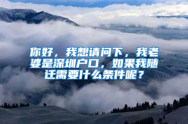 你好，我想請問下，我老婆是深圳戶口，如果我隨遷需要什么條件呢？