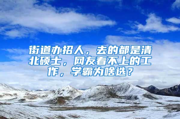 街道辦招人，去的都是清北碩士，網友看不上的工作，學霸為啥選？