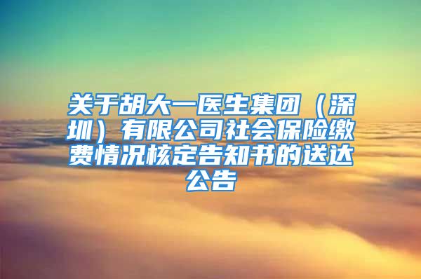 關(guān)于胡大一醫(yī)生集團（深圳）有限公司社會保險繳費情況核定告知書的送達公告