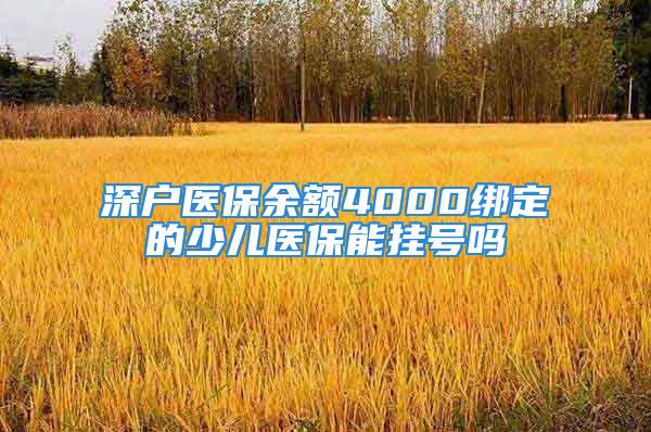 深戶醫(yī)保余額4000綁定的少兒醫(yī)保能掛號嗎