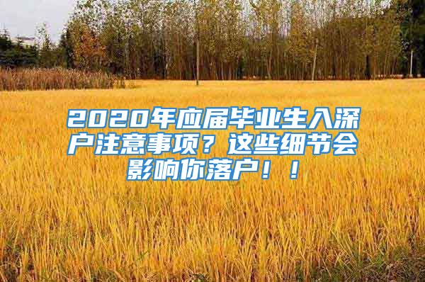 2020年應(yīng)屆畢業(yè)生入深戶注意事項(xiàng)？這些細(xì)節(jié)會(huì)影響你落戶??！