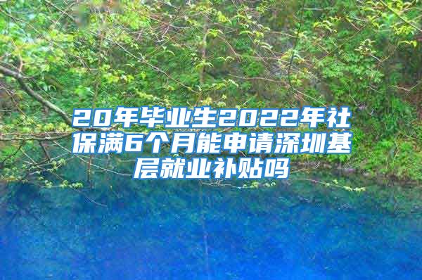 20年畢業(yè)生2022年社保滿6個月能申請深圳基層就業(yè)補貼嗎