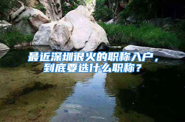 最近深圳很火的職稱入戶，到底要選什么職稱？