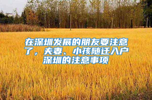 在深圳發(fā)展的朋友要注意了，夫妻、小孩隨遷入戶深圳的注意事項