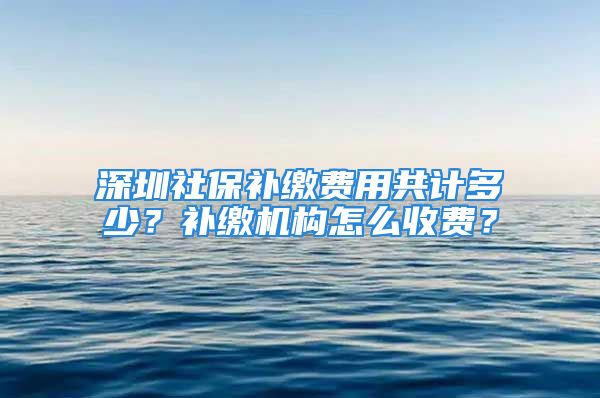 深圳社保補(bǔ)繳費(fèi)用共計多少？補(bǔ)繳機(jī)構(gòu)怎么收費(fèi)？