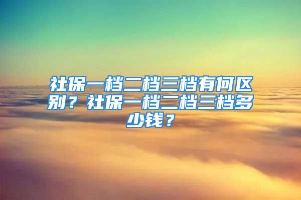 社保一檔二檔三檔有何區(qū)別？社保一檔二檔三檔多少錢？