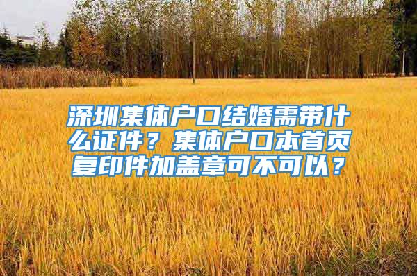 深圳集體戶口結婚需帶什么證件？集體戶口本首頁復印件加蓋章可不可以？