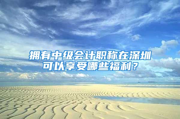 擁有中級會計職稱在深圳可以享受哪些福利？