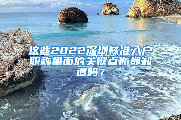 這些2022深圳核準(zhǔn)入戶職稱里面的關(guān)鍵點(diǎn)你都知道嗎？