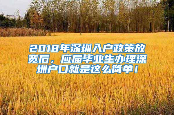 2018年深圳入戶政策放寬后，應(yīng)屆畢業(yè)生辦理深圳戶口就是這么簡單！