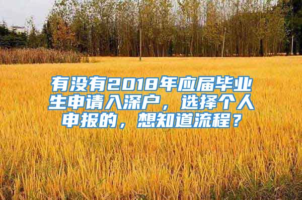 有沒有2018年應(yīng)屆畢業(yè)生申請入深戶，選擇個(gè)人申報(bào)的，想知道流程？