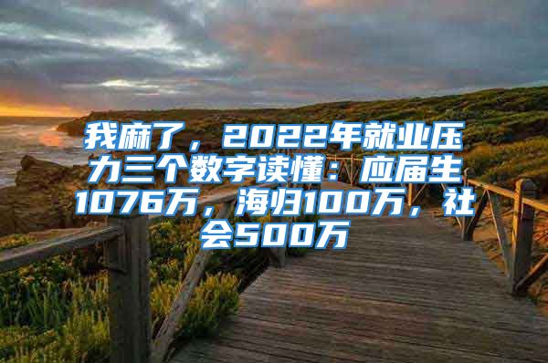 我麻了，2022年就業(yè)壓力三個數(shù)字讀懂：應(yīng)屆生1076萬，海歸100萬，社會500萬