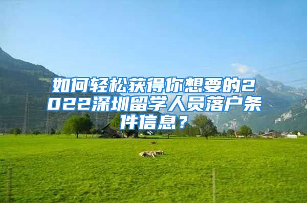 如何輕松獲得你想要的2022深圳留學人員落戶條件信息？