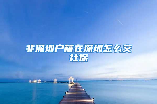 非深圳戶籍在深圳怎么交社保