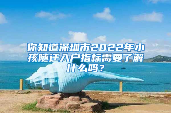 你知道深圳市2022年小孩隨遷入戶指標需要了解什么嗎？