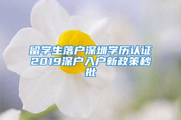 留學(xué)生落戶深圳學(xué)歷認(rèn)證2019深戶入戶新政策秒批