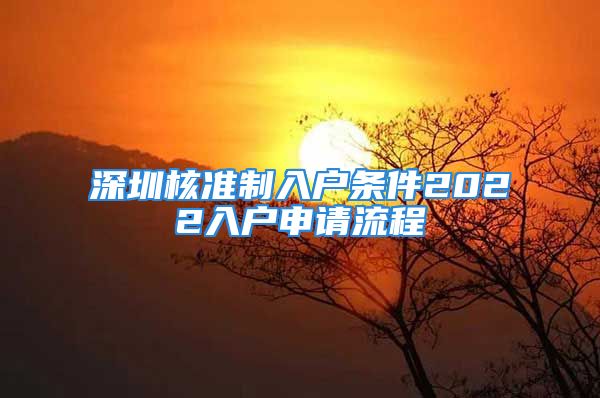 深圳核準(zhǔn)制入戶條件2022入戶申請流程