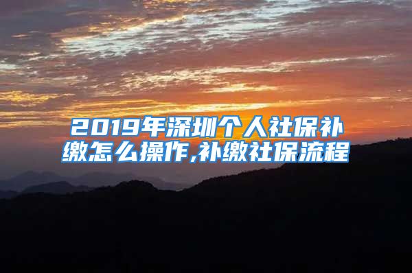 2019年深圳個人社保補繳怎么操作,補繳社保流程