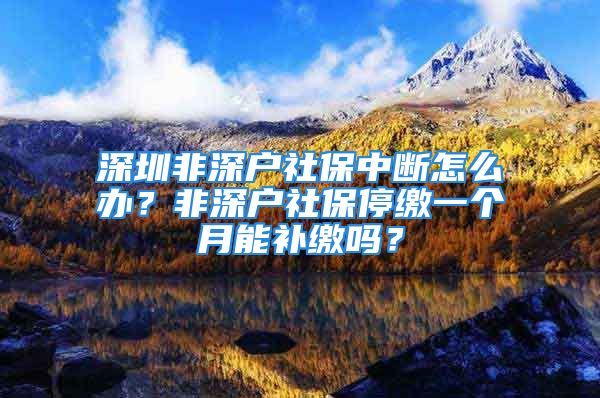 深圳非深戶社保中斷怎么辦？非深戶社保停繳一個(gè)月能補(bǔ)繳嗎？