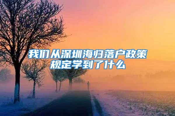 我們從深圳海歸落戶政策規(guī)定學(xué)到了什么