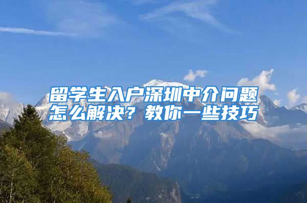 留學(xué)生入戶深圳中介問題怎么解決？教你一些技巧