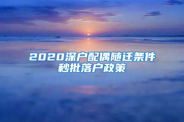 2020深戶配偶隨遷條件秒批落戶政策