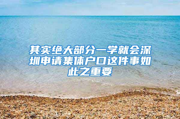 其實(shí)絕大部分一學(xué)就會(huì)深圳申請集體戶口這件事如此之重要